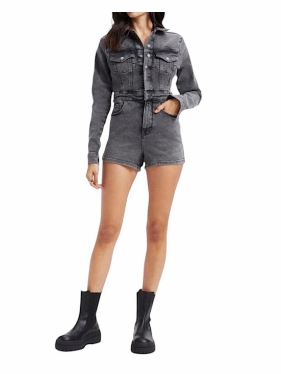 Good American Pants - Good American Grey-Black Denim Long Sleeve Romper